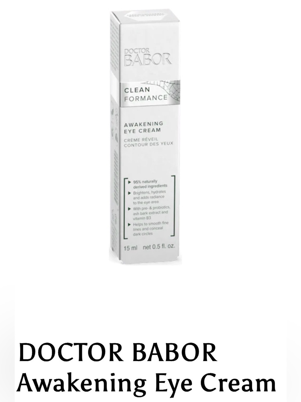 NWT Doctor Babor Clean Formance Awakening Eye Cream - 15 mL, NWT